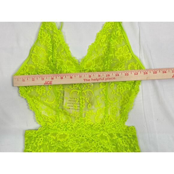 NWT Savage X Fenty Neon Green Floral Lace Teddie Lingerie Coquette Size Small - Picture 5 of 8